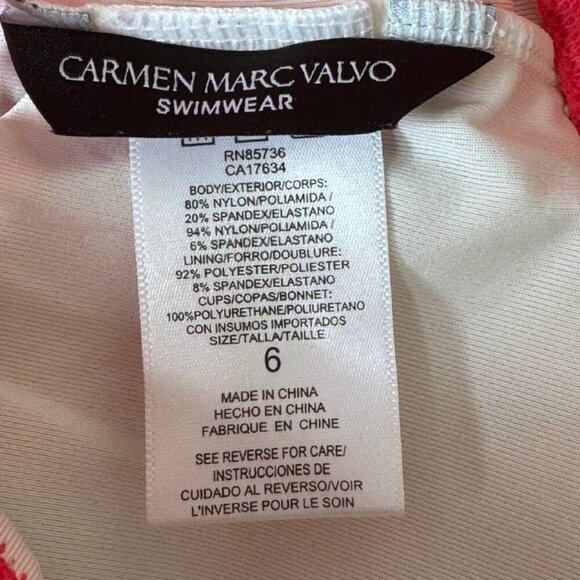 CARMEN MARC VALVO SWIMWEAR with Open-Knit Inserts In Coral Pink - Size 6 - Picture 7 of 8